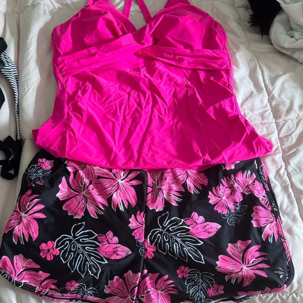 Tropical Pink Floral Bikini Set